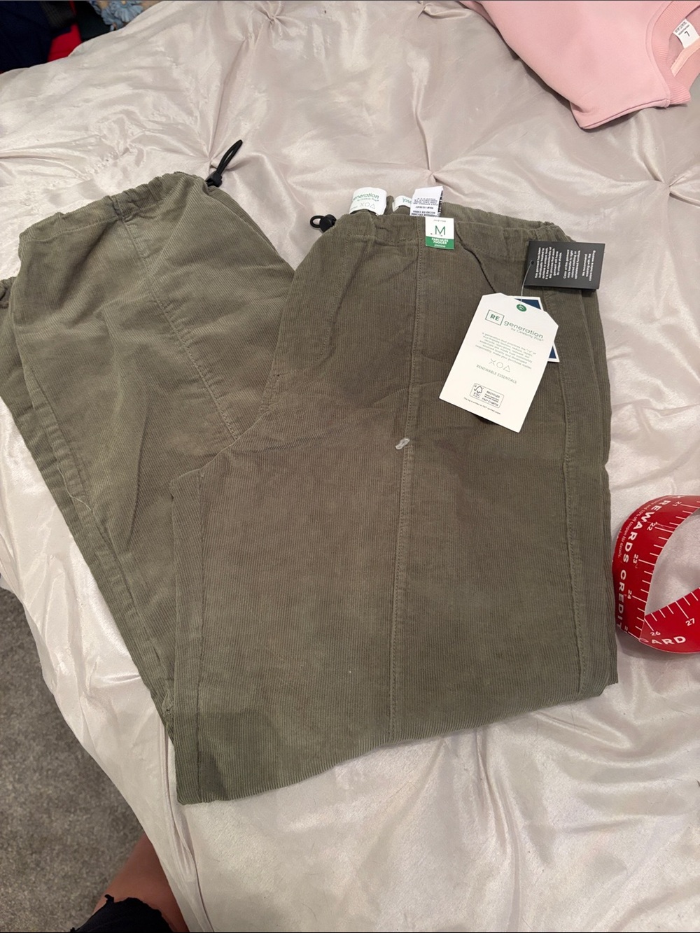 Woman’s Olive Corduroy Drawstring Pants